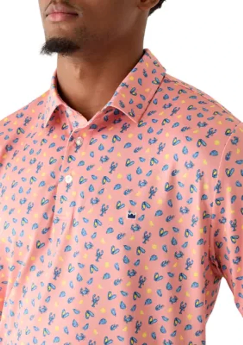 Men's Short Sleeve Printed Performance Polo Shirt