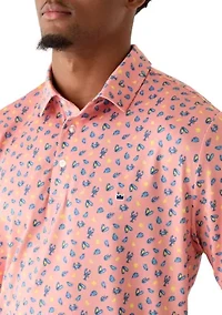 Men's Short Sleeve Printed Performance Polo Shirt