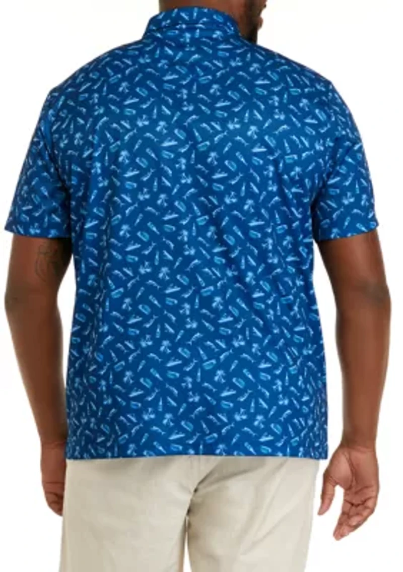 Big & Tall Short Sleeve Printed Fishing Polo Shirt