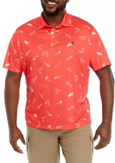 Big & Tall Short Sleeve Printed Fishing Polo Shirt