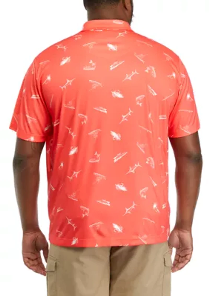 Big & Tall Short Sleeve Printed Fishing Polo Shirt