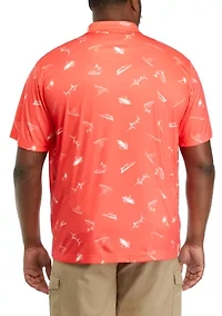 Big & Tall Short Sleeve Printed Fishing Polo Shirt