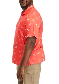 Big & Tall Short Sleeve Printed Fishing Polo Shirt