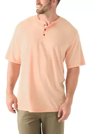 Big & Tall Short Sleeve Jaspe Henley Shirt