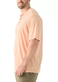 Big & Tall Short Sleeve Jaspe Henley Shirt