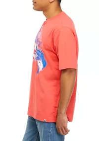 Short Sleeve Henley  Graphic T-Shirt