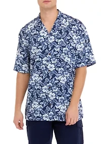 Short Sleeve Cotton Button Down Camp Shirt