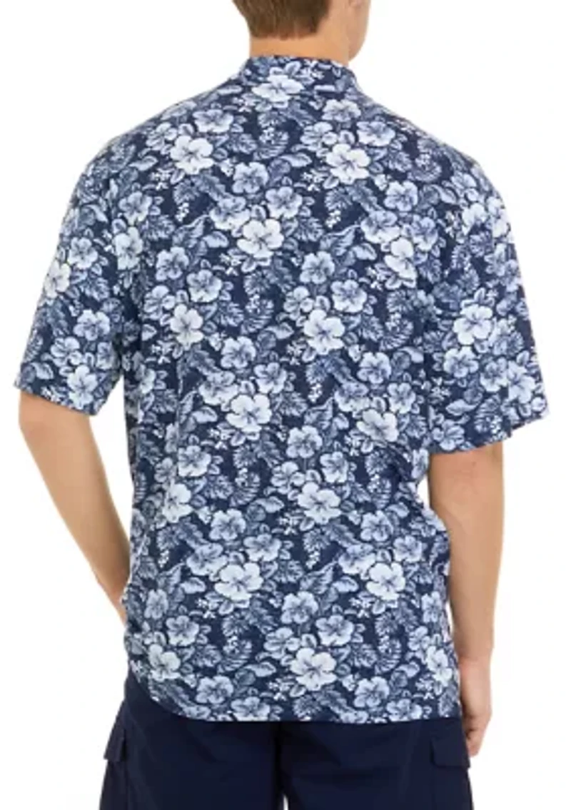 Short Sleeve Cotton Button Down Camp Shirt