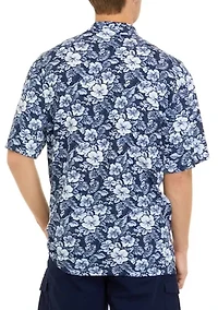 Short Sleeve Cotton Button Down Camp Shirt