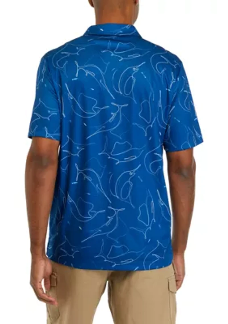Printed Fishing Polo Shirt