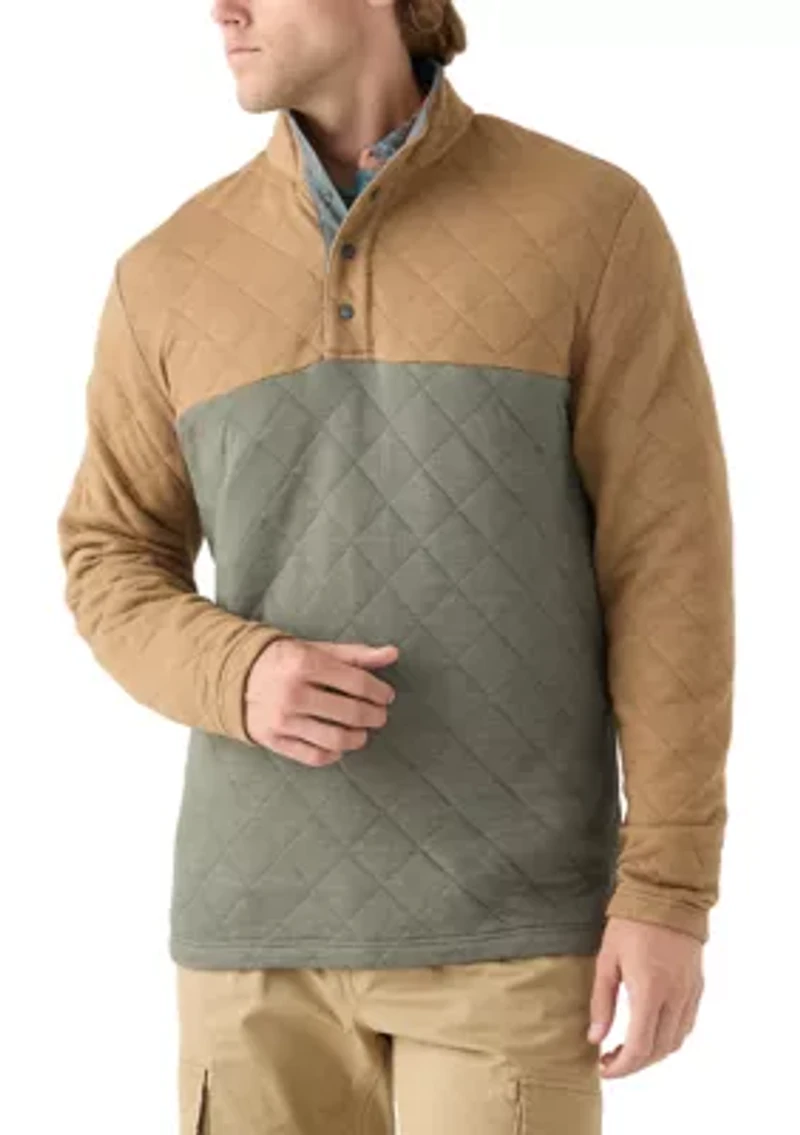 Color Blocked Quilted Quarter Snap Pullover