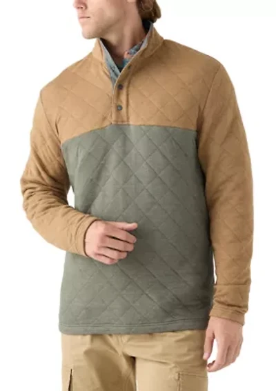 Color Blocked Quilted Quarter Snap Pullover