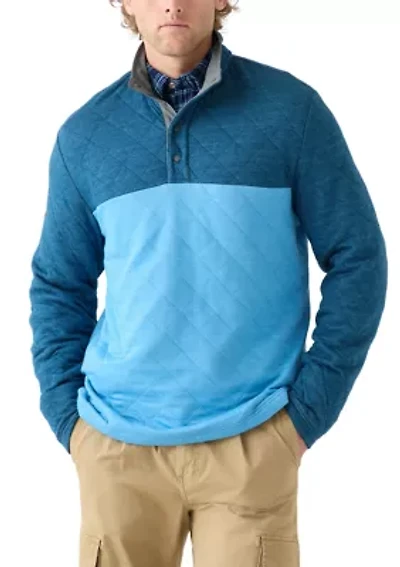 Color Blocked Quilted Quarter Snap Pullover