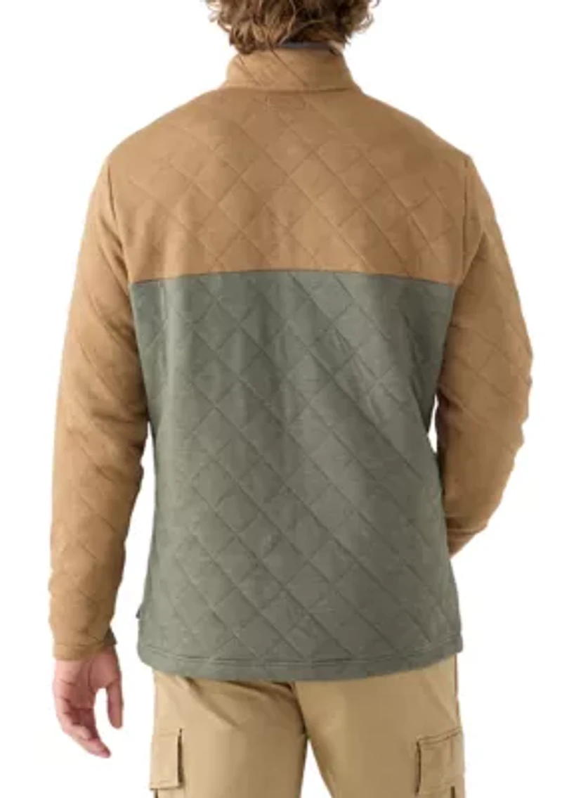 Color Blocked Quilted Quarter Snap Pullover