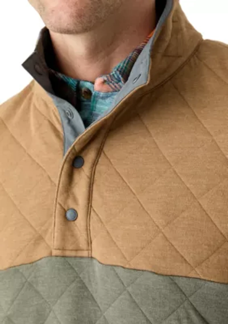 Color Blocked Quilted Quarter Snap Pullover