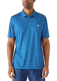 Men's Short Sleeve Textured Printed Polo Shirt