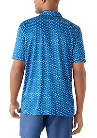 Men's Short Sleeve Textured Printed Polo Shirt