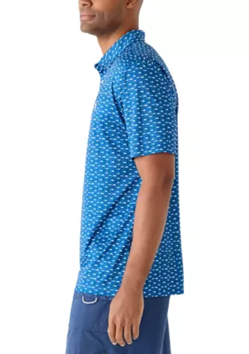 Men's Short Sleeve Textured Printed Polo Shirt