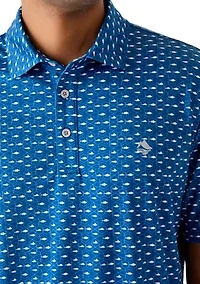 Men's Short Sleeve Textured Printed Polo Shirt