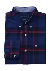 Long Sleeve Woven Twill Plaid Shirt