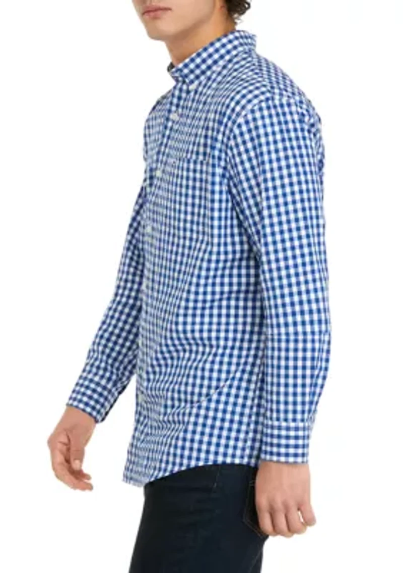 Long Sleeve Woven Plaid Shirt