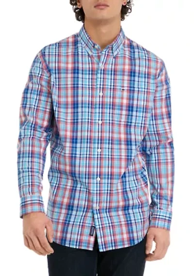 Long Sleeve Woven Colored Plaid Shirt