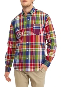 Poplin Plaid Printed Long Sleeve Shirt