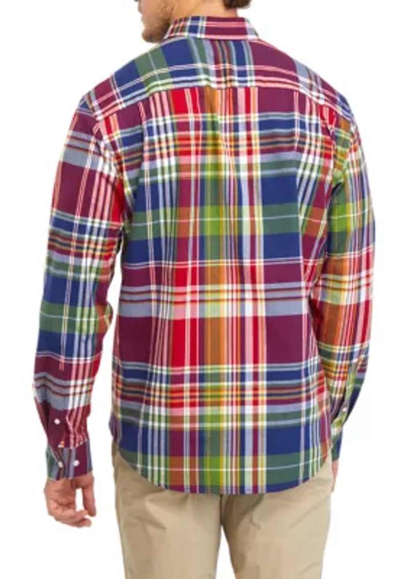 Poplin Plaid Printed Long Sleeve Shirt