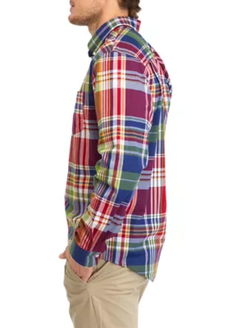 Poplin Plaid Printed Long Sleeve Shirt