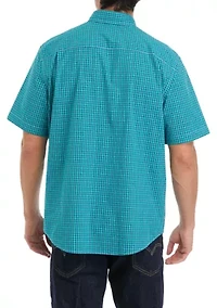 Woven Poplin Plaid Button Down Shirt
