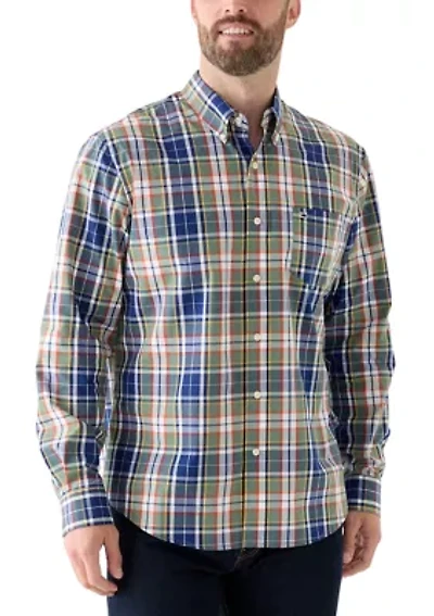 Poplin Long Sleeve Plaid Printed Shirt