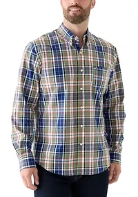 Poplin Long Sleeve Plaid Printed Shirt