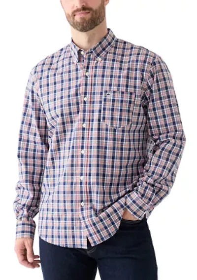Poplin Long Sleeve Plaid Printed Shirt