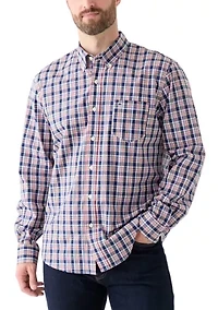 Poplin Long Sleeve Plaid Printed Shirt