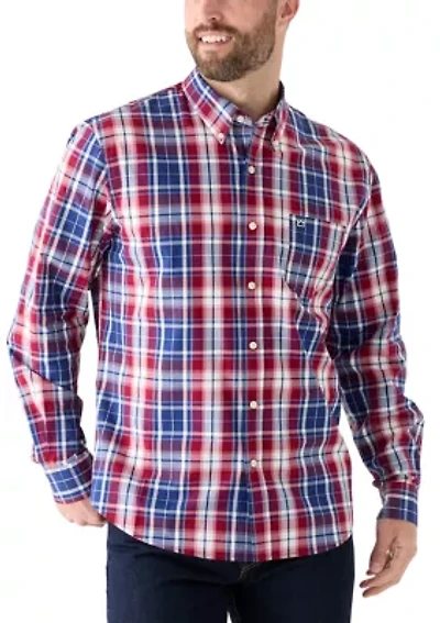 Poplin Long Sleeve Plaid Printed Shirt