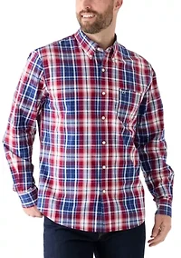 Poplin Long Sleeve Plaid Printed Shirt