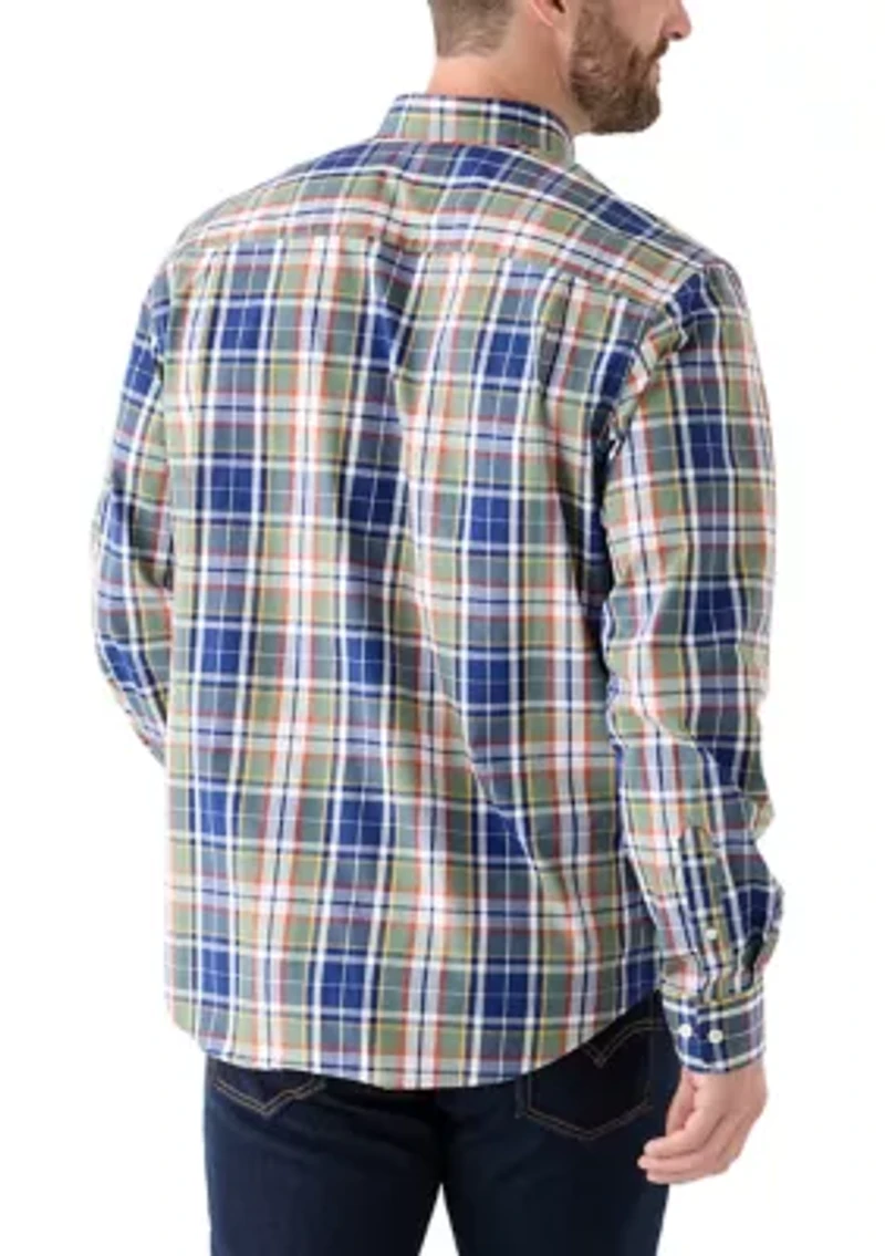 Poplin Long Sleeve Plaid Printed Shirt