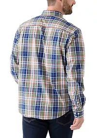 Poplin Long Sleeve Plaid Printed Shirt