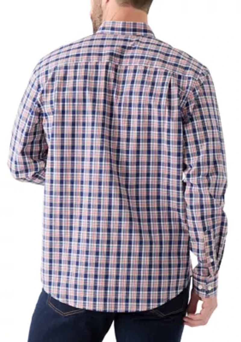 Poplin Long Sleeve Plaid Printed Shirt