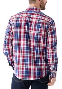 Poplin Long Sleeve Plaid Printed Shirt