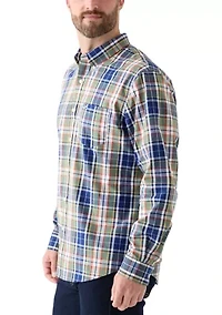 Poplin Long Sleeve Plaid Printed Shirt