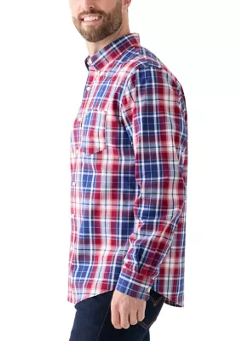 Poplin Long Sleeve Plaid Printed Shirt