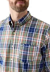 Poplin Long Sleeve Plaid Printed Shirt