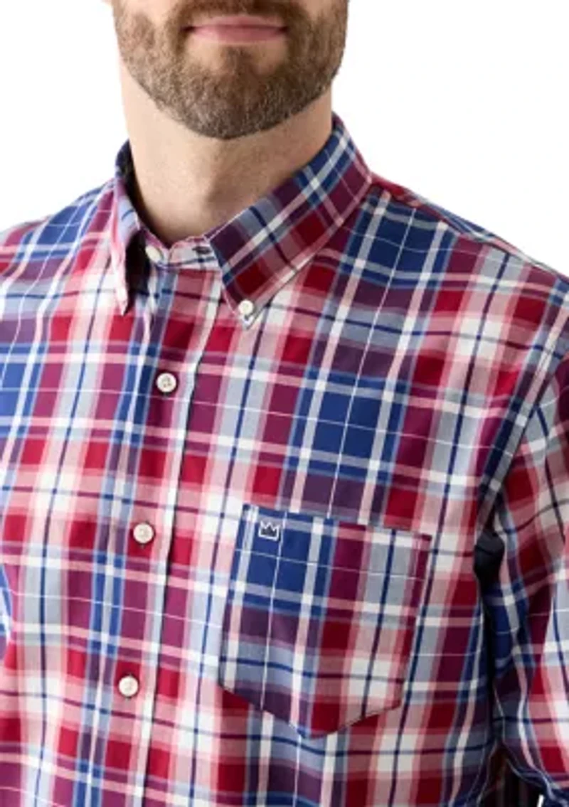 Poplin Long Sleeve Plaid Printed Shirt