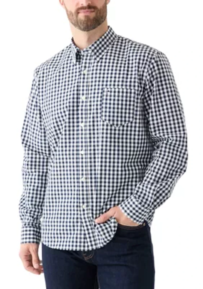 Poplin Gingham Printed Button Down Shirt