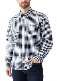 Poplin Gingham Printed Button Down Shirt