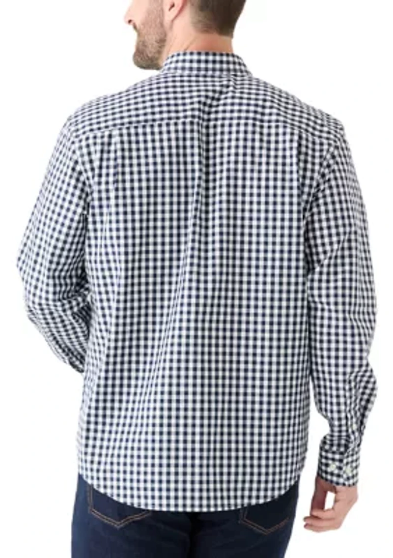 Poplin Gingham Printed Button Down Shirt
