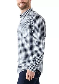 Poplin Gingham Printed Button Down Shirt