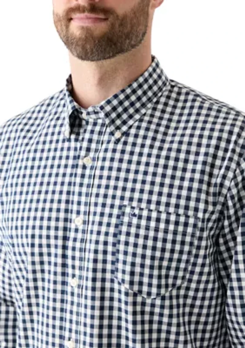 Poplin Gingham Printed Button Down Shirt