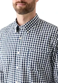 Poplin Gingham Printed Button Down Shirt